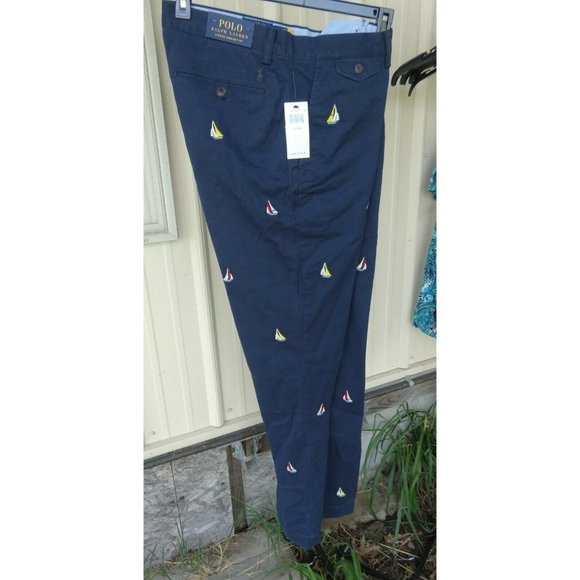 Ralph Lauren Polo Chino Stretch Straight Fit Navy Nautical Emb Sail Boat… - Picture 2 of 12